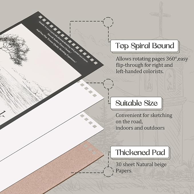 jexine 20 pcs 5.5'' x 8.5'' top spiral bound sketch book 30 sheet each(68lb/100gsm), sketching drawing pad bulk artist sketch pad drawing paper art sketchbook for painting (tree)