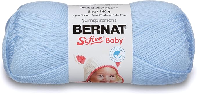 Bernat Softee Baby Pale Blue Yarn - 3 Pack of 141g/5oz - Acrylic - 3 DK (Light) - 362 Yards - Knitting/Crochet