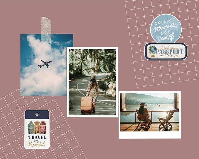 Trendzeen Travel Scrapbook Paper Pad - 6×6 Double Sided Paper Pack, Travel Ephemera Die Cuts for Vacation Album, Road Trip Journal - Adventure Theme Scrapbooking Supply - Total 2 Items