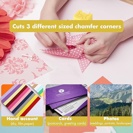 3 in 1 Diagonal Corner Punch, 5mm, 10mm, 15mm Corner Paper Cutter for Laminated, Cardstock, Bullet Journal, Invitations, Gift Tags, Photocards, Business Cards, and Scrapbooking