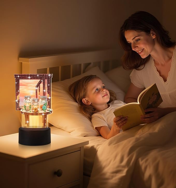 Diamond Painting Night Light, Diamond Painting Kits For Adults Desktop Ornaments For Table Tabletop Decor Diamond Art Accessories For Adult Beginner Touch Lamp for Bedrooms Living Room-Wish bottle