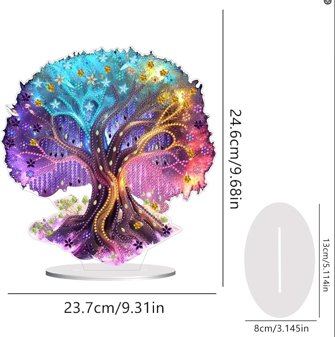 hyzsj DIY Diamond Desktop Ornament Tree of Life, Crystal Diamond Art Painting Tabletop Ornaments Single Sided, Diamond Ornament for Adult Beginner Home Office Decor Crafts Gift