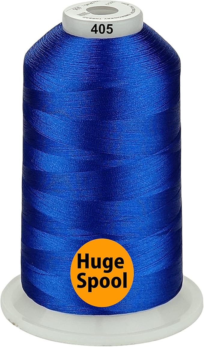 Simthread - 33 Selections - Various Assorted Color Packs of Polyester Embroidery Machine Thread Huge Spool 5500Y for All Purpose Sewing Embroidery Machines - #405 Blue