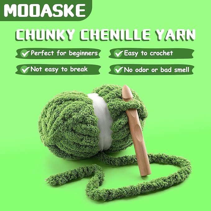 Chunky Chenille Yarn for Hand Knitting & Crocheting - 8 Pcs, 28.4 yds/7.7 oz, Super Bulky, Soft, Thick, Fluffy, Jumbo Yarn - Orange Red