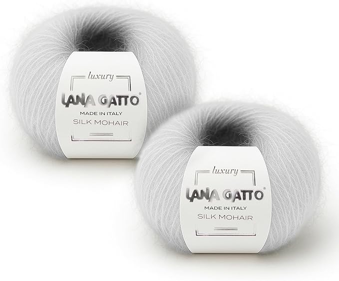 Silk Mohair Yarn for Knitting – Lace Weight Mohair Yarn with Silk, Made in Italy – White-6027, 2 Skeins
