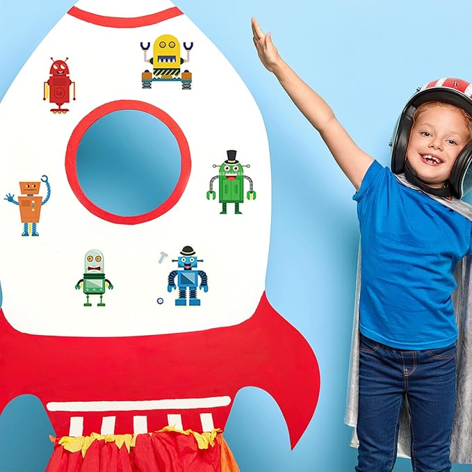 24 sheets 8.27''×5.9'' make your own robot stickers for kids toddlers, make a face stickers for kids party favors activities