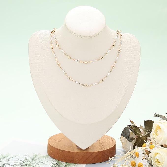 KYUNHOO 4 Meters Satellite Beaded Chain for Jewelry Making White Oil Drip Chain Link Gold Plated Brass Chain Spool for Women Making Jewelry Crafting Finding Supplies