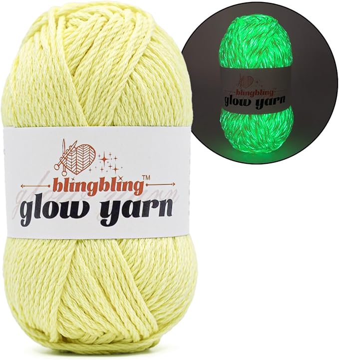 Glow in The Dark Yarn, Light DK #3 Yarn - 100 G/3.5 Oz, for Beginner's Yarns for Crochet and Knitting (Yellow)