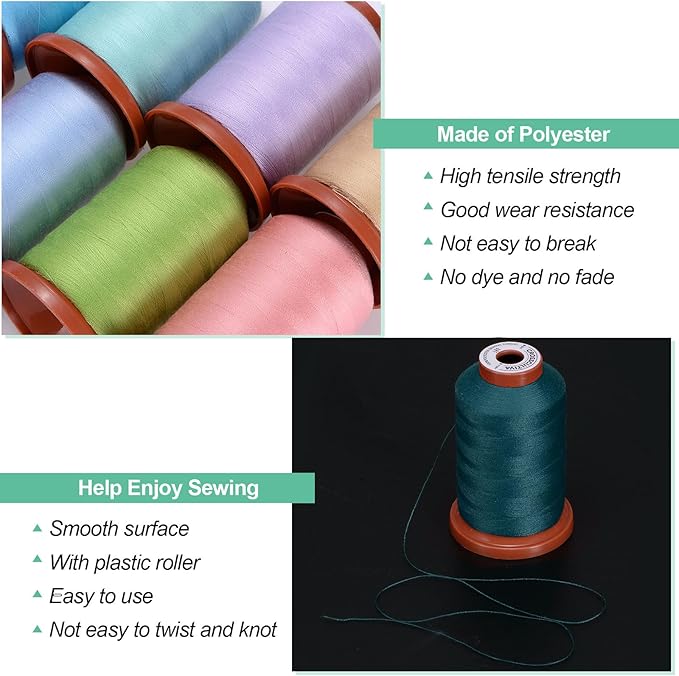 uxcell 40D/2 Sewing Thread 1100 Yards Polyester Household Sewing String Hand Stitching Polyester Cord for Clothing Stitching Shoe Bag Repairing DIY Craft Navy Blue