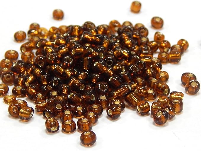 Perlin Glass Seed Beads 4mm 6/0 Round 1100pcs Mini Small Pony Spacer Beads Kit for Jewelry Making Earrings Bracelets Pendants Waist DIY Handmade (Dark Brown Silver Lined)