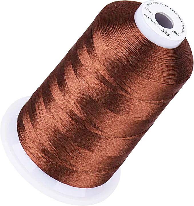 Simthread 5500Yds Embroidery Thread, 5000M High-Yardage 40WT 100% Polyester Thread – 170+ Vivid Colors, High-Speed Rated – Compatible with Brother, Singer, Janome & More - Amber Red 333