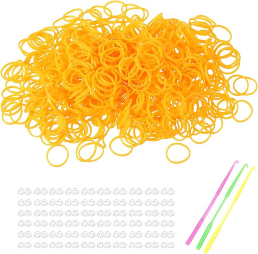 MECCANIXITY 1800 Pcs Loom Rubber Bands Kit with 75 Pcs S-Clips 3-Hooks Rubber Bands Refill Bracelet Making Kits for Weaving DIY Handcrafts Gift, Fluorescent Orange