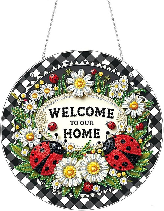 Generic DIY Hanging Diamond Pendant Special Shaped Crystal Diamond Art Painting Ornament Single Sided for Window Home Garden Wall Door Decor-Ladybird