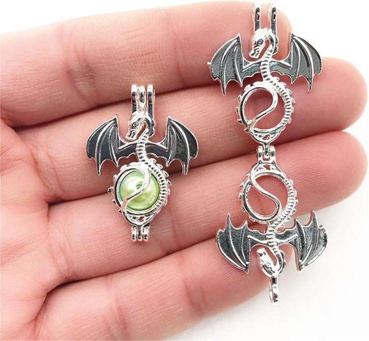 10pcs Silver Pearl Cage Locket Pendants, Essential Oil Diffuser DIY Necklace Bracelet Jewelry Making Craft, Bulk Beads Aromatherapy Diffuser Charms Gifts for Women Girls