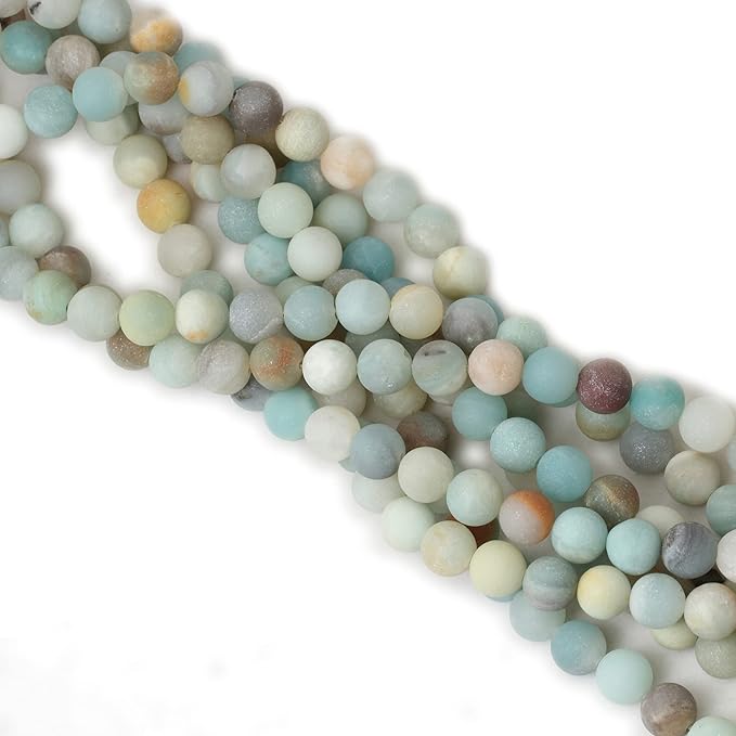 cheavian 35pcs 10mm natural colorful frosted amazonite gemstone round loose beads stone beads for jewelry making diy 1 strand 15"