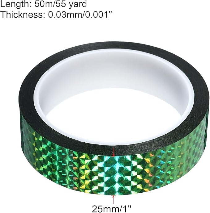 PATIKIL Prism Tape 1 Inch x 55 Yards, Holographic Metalized Reflective Adhesive for Detailing Accent Wall Decor Art, Green