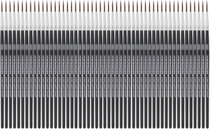 Transon 50pcs Detail Paint Brushes Set Size 000 for Model Painting Acrylic, Gouache, Oil, Tempera and Face Painting