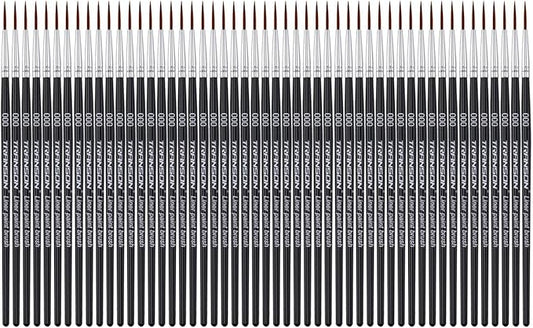 Transon 50pcs Detail Paint Brushes Set Size 000 for Model Painting Acrylic, Gouache, Oil, Tempera and Face Painting
