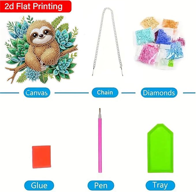 ZeeLionArt Hanging Diamonds Art kit for Adult,Animal Pendant Diamonds Painting Art Kit,7.2x7.7inch Acrylic Diamonds Painting Board Kit Ornament, Special Crystal Diamond Hanging Ornament