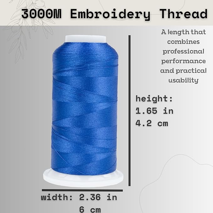Simthread 6 Spools Embroidery Thread Set, 3000 Yards 40WT 100% Polyester Trilobal Machine Thread for Professional & Home Use, Compatible with Brother, Singer, Janome & More, Blue Series