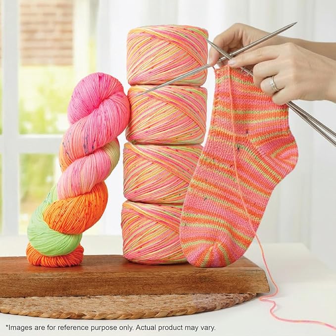 KnitPro Symfonie Fingering Weight Hand Dyed Variegated Yarn Skein | Extra Fine Merino Wool & Polyamide Blend for Knitting & Crocheting, Oeko-TEX Certified 400m, 100g | Terra Galaxy Glow