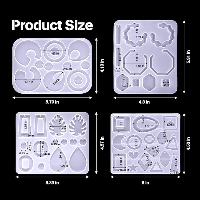 Patelai 4 Pcs Resin Earring Molds Irregular Shaped Earrings Silicone Mold for Epoxy Resin Dangle Drop Jewelry Making Kit for Women DIY Crafts Necklace Pendants Keychain(Geometric)