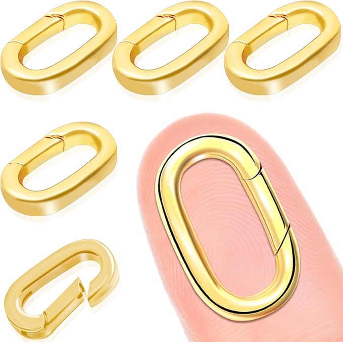 5PCS Oval Clasp Carabiner Necklace Connector Stainless Steel Spring Clasps Bracelet Closures Keychain Lock Clasps Necklaces Clips Key Rings Bracelets Shortener for Jewelry Finding DIY Making Kit (A8)