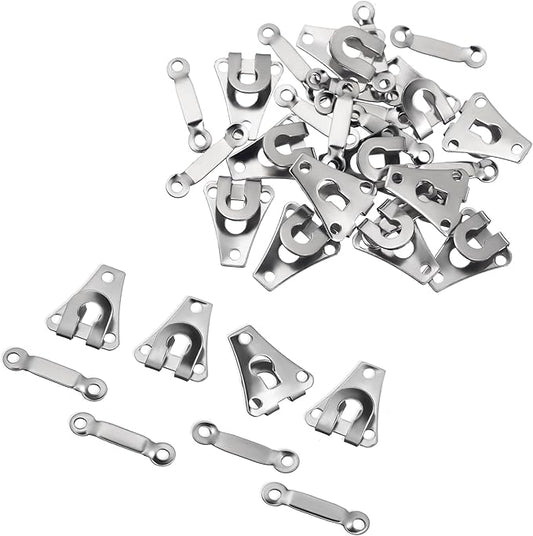 32 Set Sewing Hooks and Eyes Closure Set - Versatile Fasteners for Trousers Skirts Dress Bra - DIY Craft Accessories - Metal Hook and Eye- Nickel