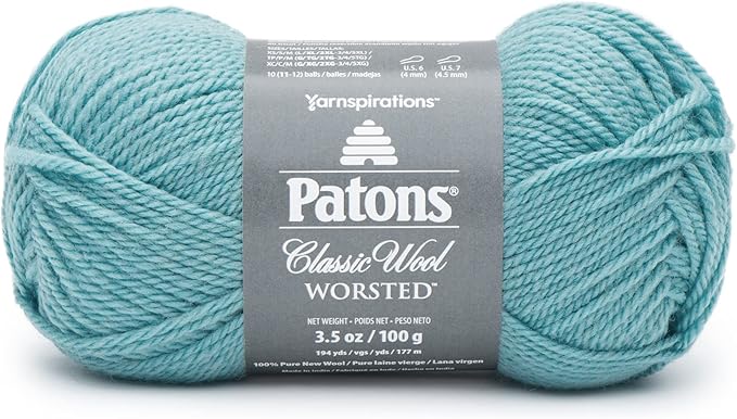 Patons Classic Wool Teal Chalk Yarn - 5 Pack of 3.5oz/100g - Wool - 4 Medium - 210 Yards - Knitting/Crochet