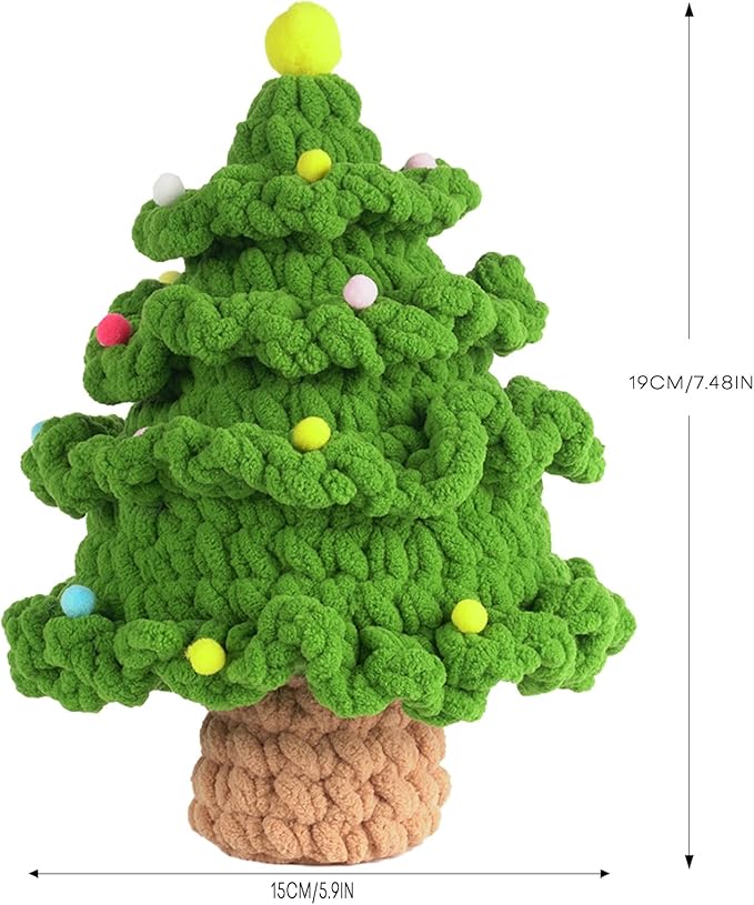 Crochet Set - Beginner Friendly Crochet Set with Step-by-Step Teaching Videos and Crochet Pattern Manuals (Ice Striped Yarn Christmas Tree)