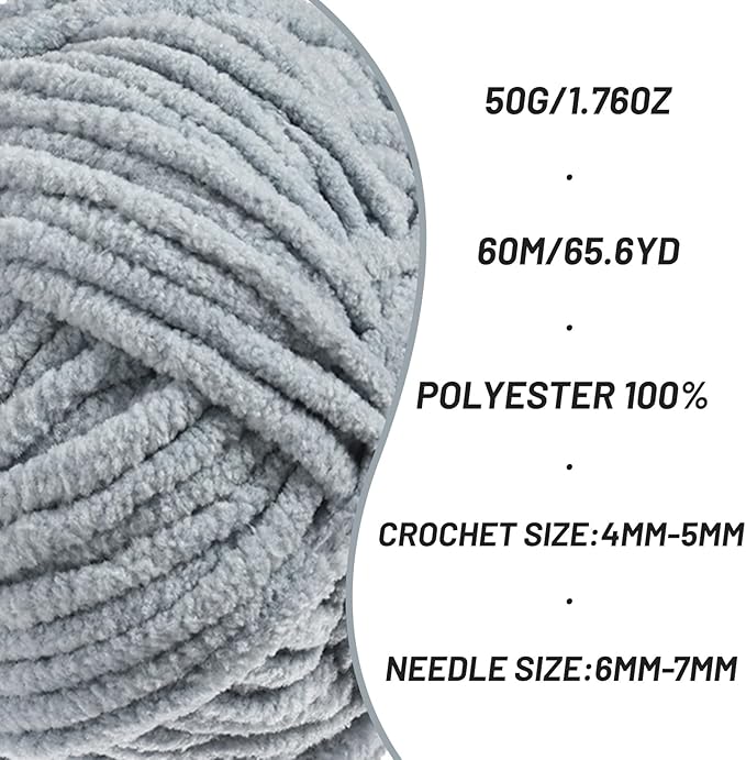 4 Pack Fluffy Velvet Yarn for Crocheting，Baby Blanket Yarn for Crocheting Soft，200g(262.4yds) Amigurumi Yarns，Plush Chenille Crochet Yarns，Puzzle Yarn for Crochet Weaving Craft(4 Grayish)