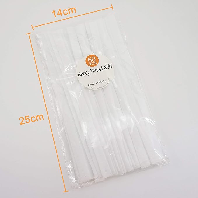 New brothread 50pcs Thread Net Spool Saver for Different Sizes of Embroidery Sewing Quilting and Serger Thread Spools/Cones - 9.8" (25cm) Long Each Piece