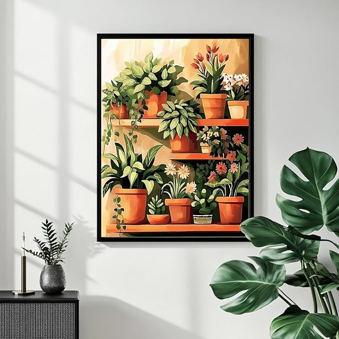 Plant Paint by Numbers for Adult, Paint by Numbers Kit for Adults Beginners, DIY Acrylic Painting on Canvas for Home Wall Art Decor 16x20 Inch
