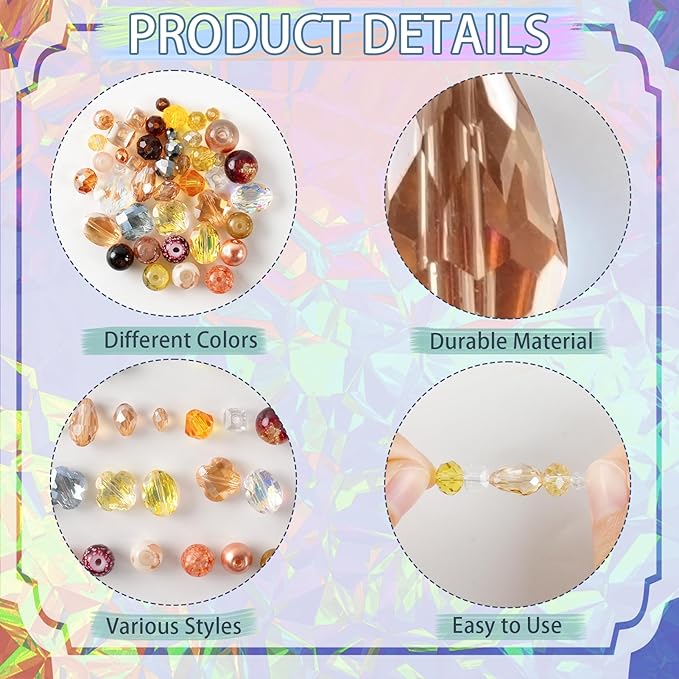 636pcs glass beads for jewelry making - brown craft crystal beads with loose beads sparkly faceted beads hole drilled diy for bracelets craft earrings bracelet necklace jewelry making