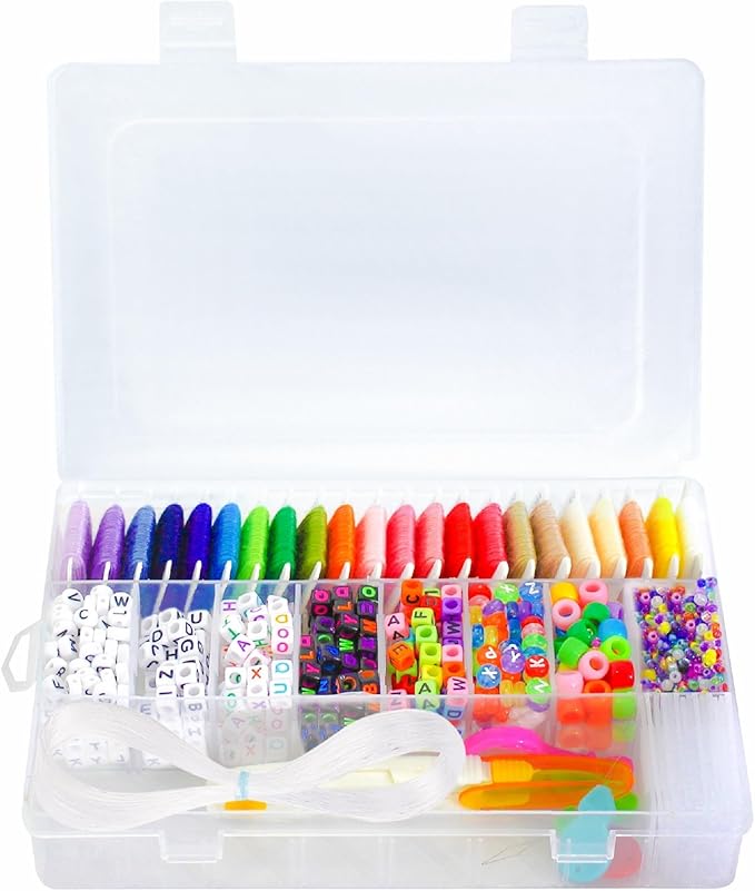 Peirich Friendship Bracelet Making Beads Kit, Letter Beads,22 Multi-Color Embroidery Floss Over 1900 pcs A-Z Alphabet Beads Beads Bracelets String Kit for Jewelry Making Christmas Birthday Gifts