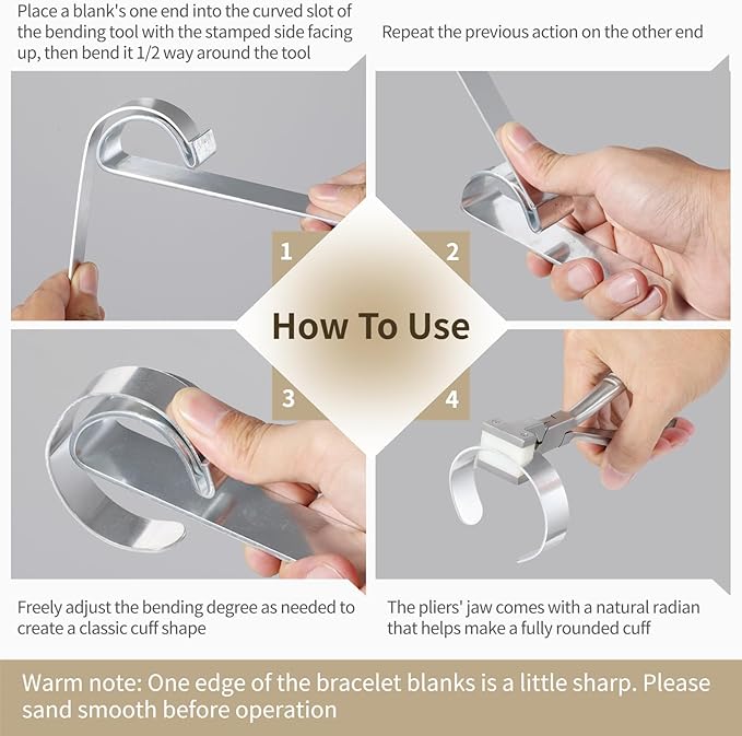 Joyibay 18 Pcs Bracelet Bending Bar Kit, Includes 16 6'' Aluminum Bracelet Blank, Stainless Steel Bending Tool and Bending Pliers, DIY Custom Bracelets Accessories, Jewelry Metal Making Kit