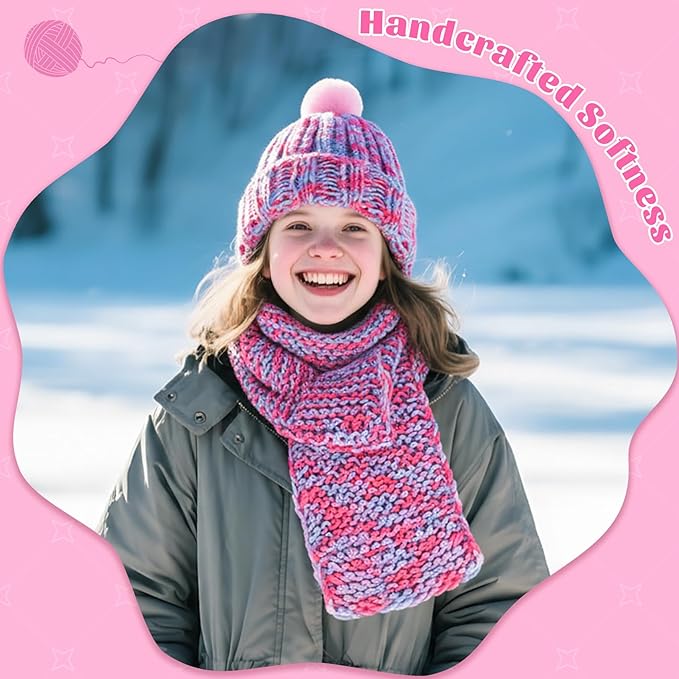 PREBOX Knitting Loom Craft Kit for Kids & Beginners - Create Hat & Scraf with Yarn, Hook Needle, Ideal Birthday Christmas Gifts for Teens Girls Age 6-8 8-12 14+, Rose Loom