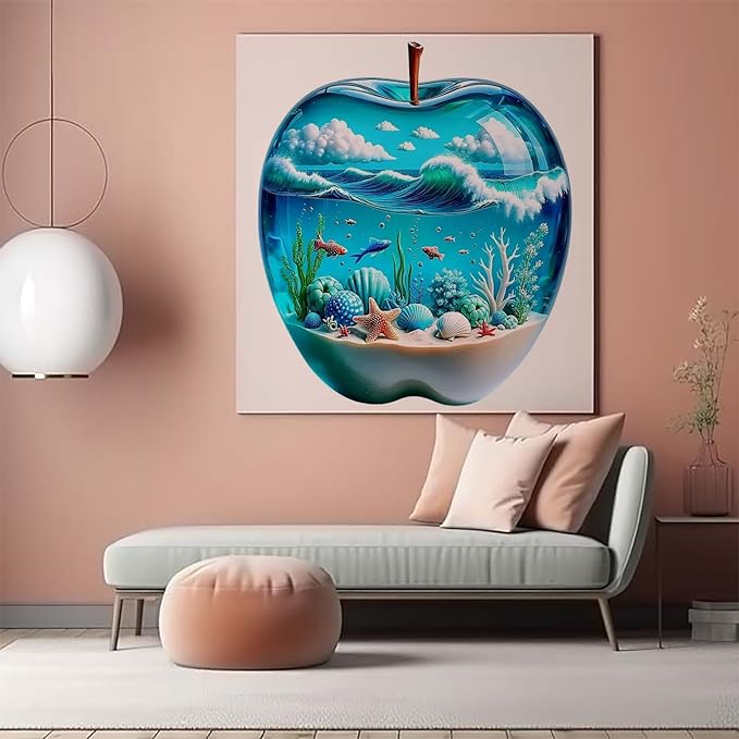 CZYWJMEI 5D Ocean Scenery Diamond Painting Kits for Adults Beginners,DIY Beach Shell Diamond Art,Full Round Drill Diamond Dot Gem Art Kits,Home Wall Decor 12x12 Inch