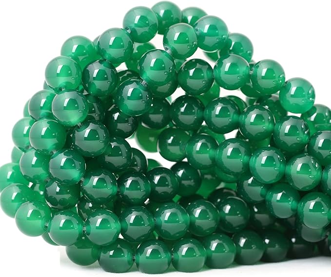 35PCS 10mm Green Agate Gemstone Round Loose Beads for Jewelry Making 1 Strand 15"