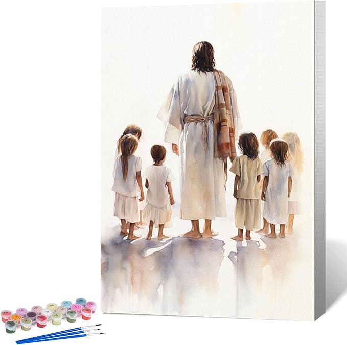 Framed Paint by Numbers Kit for Adults Beginner Jesus, Adult Paint by Number Kits on Canvas Framed Christian, DIY Acrylic Oil Painting by Numbers with Frame, Perfect for Home Decor Gift 8 X 12 Inch