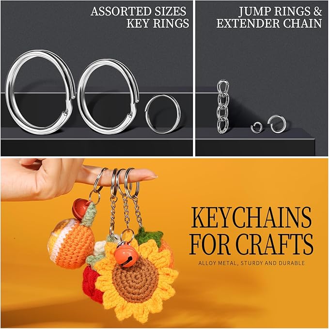 LEOBRO Keychain Making Kit, 265PCS Keychains Clips and Key Rings, Well Crafted Sturdy Key Chain Making Kit, Key Chain Rings, Keychains Hooks, for Key Chains, Lanyard, Jewelry Making, Crafts, Silver