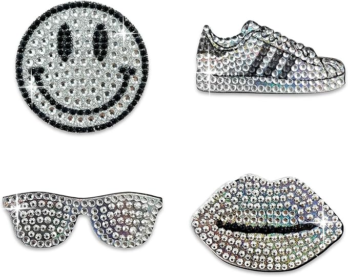 stickerbeans® rhinestone stickers - white spirit 4-pack, 2” x 2” each, unique sparkly cut-to-shape for collecting, trading, decorating laptops, phone cases, scrapbooks, for kids, teens, & adults