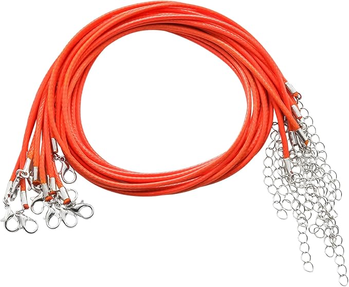10 Pcs 2.0mm Leather Necklace Cords with Clasp,Waxed Cords,Necklace Ropes for Pendants and Jewelry Making(Orange)