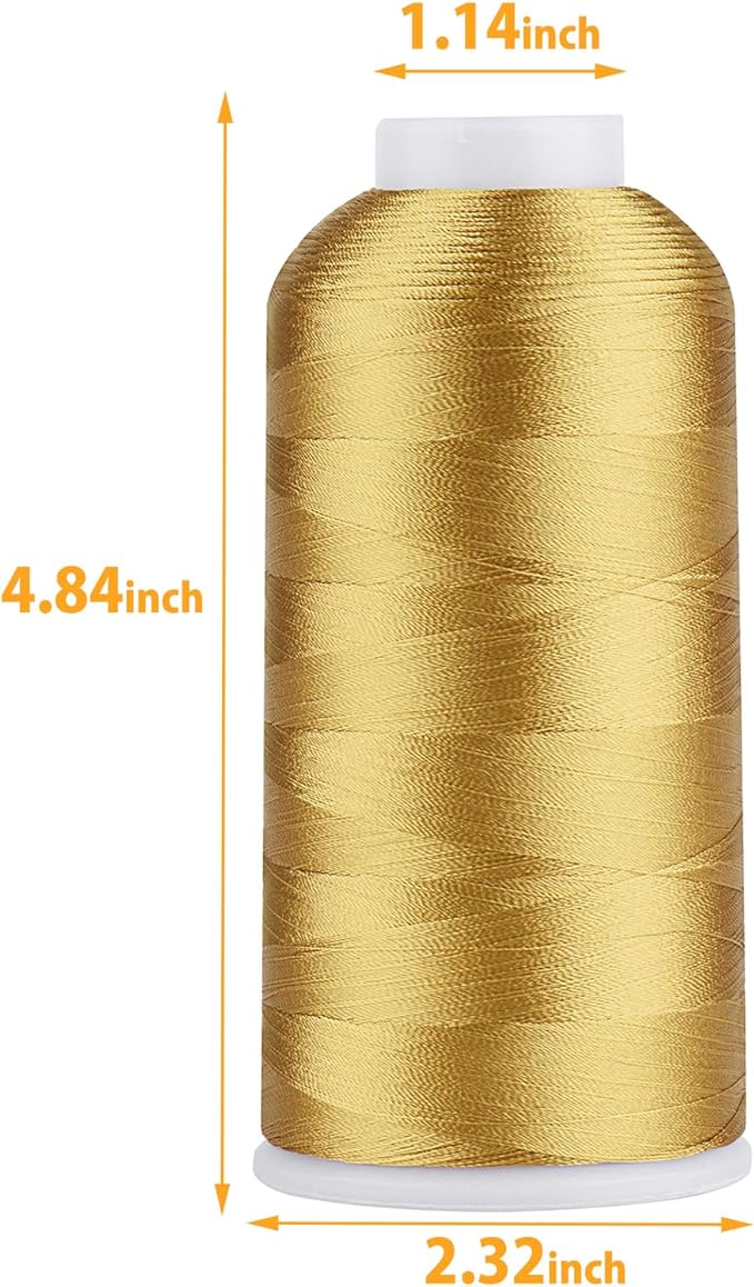 Simthread Rayon Embroidery Thread 5500 Yards Huge Spool, 40wt 100% Rayon Viscose for Commercial and Domestic Machines - Gold 1225