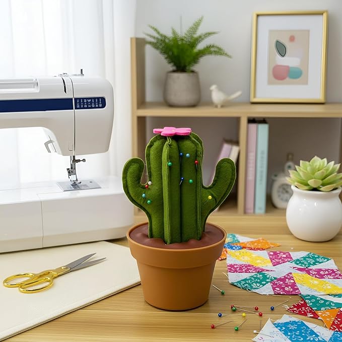 Suguaro Pin Cushion Sewing Kit with Included Sewing Notions | Magnetic Pin Holder | Cute Décor for Sewing Desks | Perfect Gift for Quilters, Sewers, Applique & Patchwork Crafters