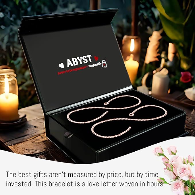 ABYST Permanent Bracelet Kit for Couples - DIY Forever Bracelets Making Set with Rose Gold Plated Chains - Romantic Infinity Jewelry for Anniversary (Rose Gold)