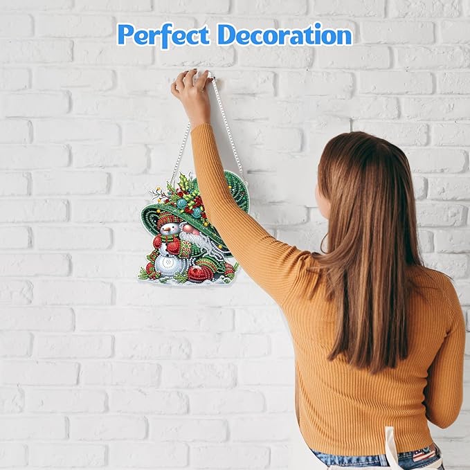 GHHKUD Hanging Gnomes Diamond Art Pendants Kits, DIY Hanging Decoration Double Sided Christmas Diamond Pinting Ornaments for Adults Kids Gifts for Home Decor