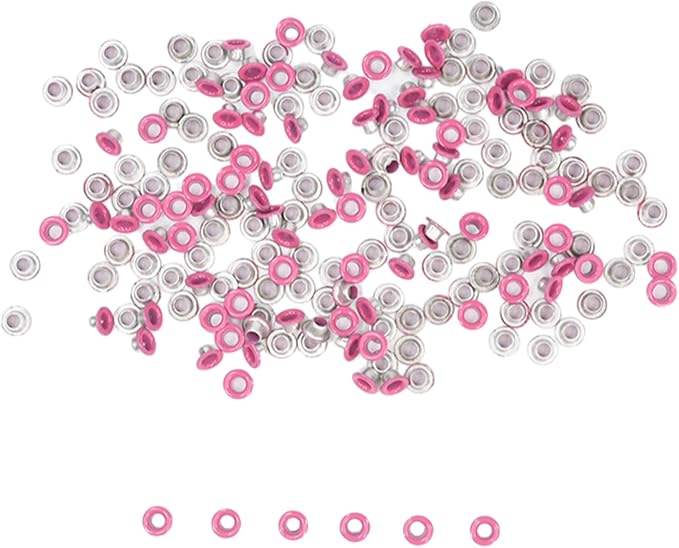 FoRapid 3mm/1/8" Aluminum Quicklet Eyelets-Scrapbooking/Birthday Wedding Baby Greeting Holiday Card/Paper Craft/Luggage Cruise Tag/DIY Album/Clothing etc-200 PCS (Hot Pink)