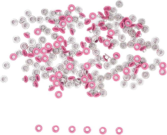 FoRapid 3mm/1/8" Aluminum Quicklet Eyelets-Scrapbooking/Birthday Wedding Baby Greeting Holiday Card/Paper Craft/Luggage Cruise Tag/DIY Album/Clothing etc-200 PCS (Hot Pink)
