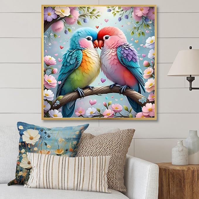 ARPADAMO Bird Diamond Art Kits for Adults,5D Two Birds Diamond Painting DIY Animal Diamond Art Diamond Painting Kits for Adult,Round Full Drill Diamonds, Diamond Art Kits for Home Decor-14x14inch